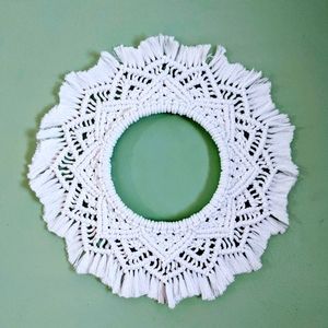 White Macrame Mandala Boho Wall Hanging